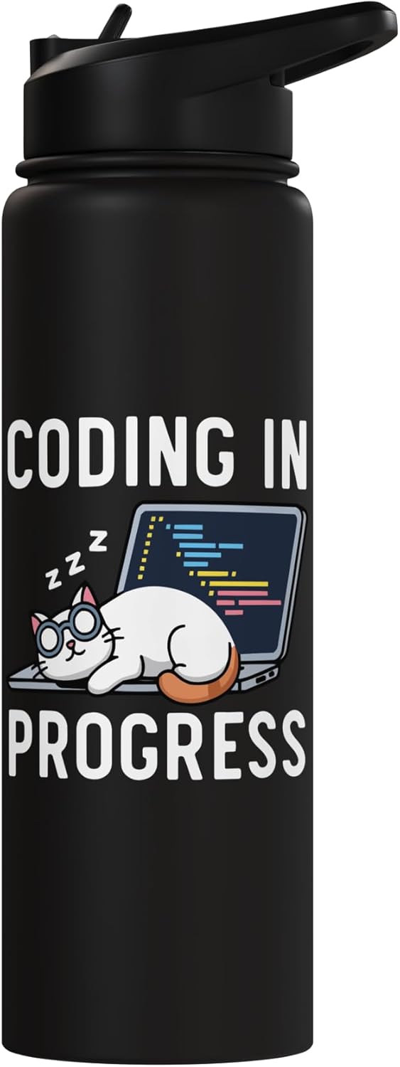 Botella de agua aislada para programador gato kitty meow animal pet