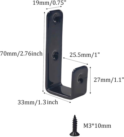 2 Ganchos en J para Escalera Cama 1pulg Recubiertos PVC Negro