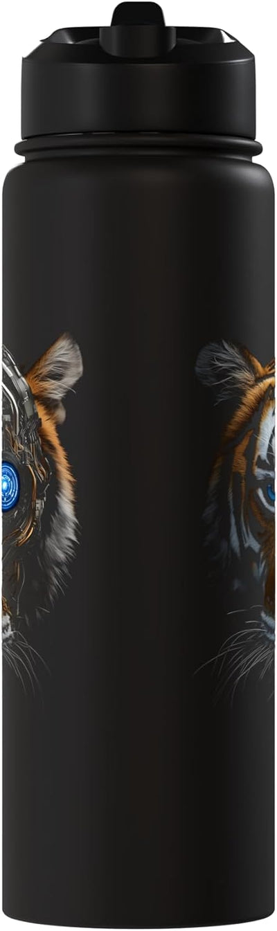 Botella de agua acero inoxidable con robot tigre cyborg
