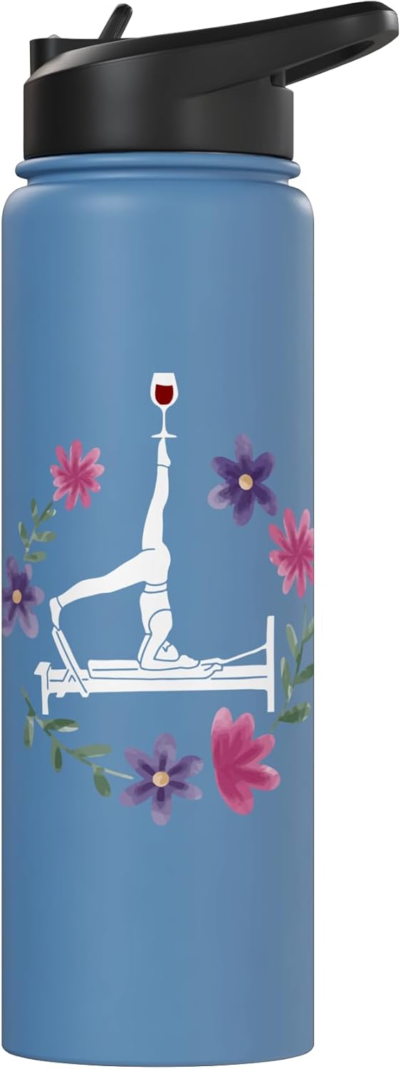 Bote de agua acero inoxidable con flores para pilates