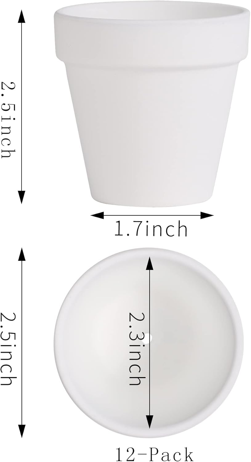 Macetas terracota blanca 2.5pulg con drenaje set 12