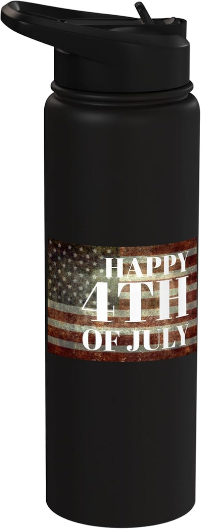 Botella de agua aislada patriótica USA con bandera independencia