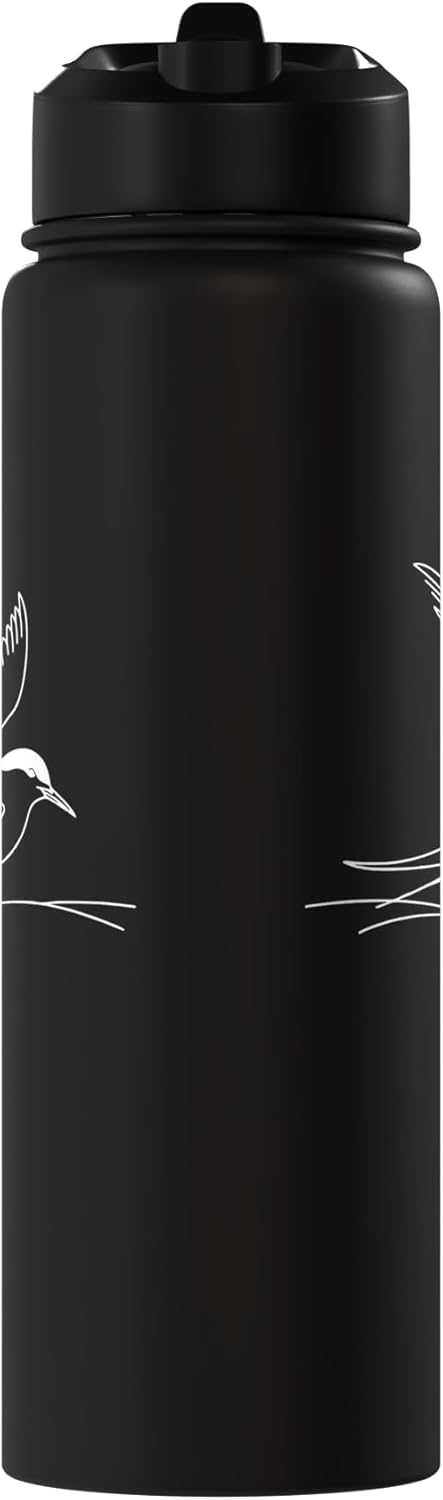 Bottella de agua acero inoxidable aislada Arctic Tern Line Art Birdwatcher