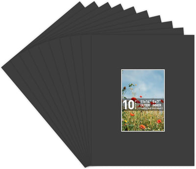 10 Marcos Fotos Negros 11x14pulg Sin Ácidos Corte Biselado 5x7