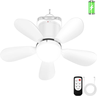 Ventilador techo portátil con luz inalámbrica recargable