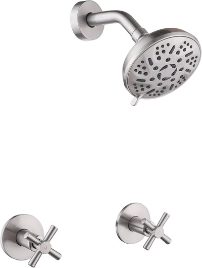 Juego grifo ducha 2 asas níquel cepillado montaje pared