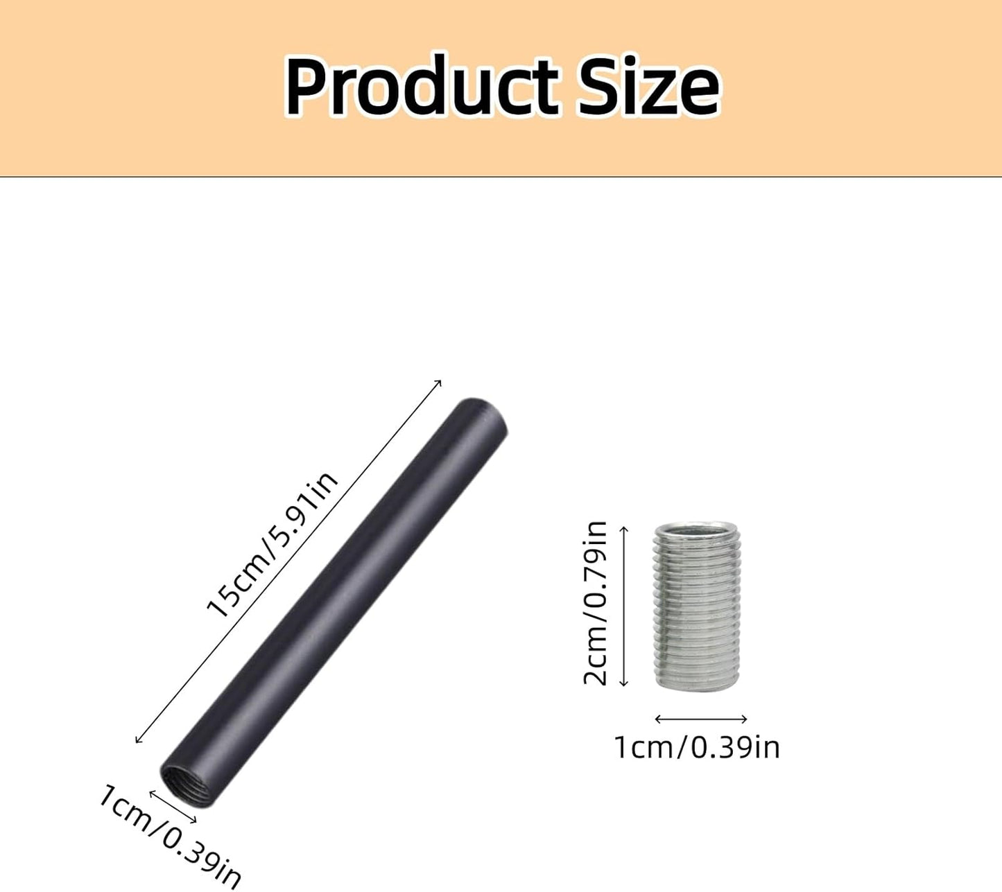 Varillas extensión lámpara araña 6pulg negro M10