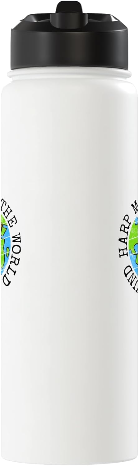 Botella de agua acero inoxidable aislada para músico de arpa