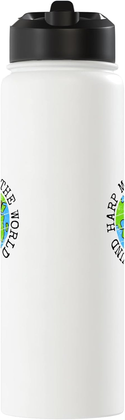Botella de agua acero inoxidable aislada para músico de arpa