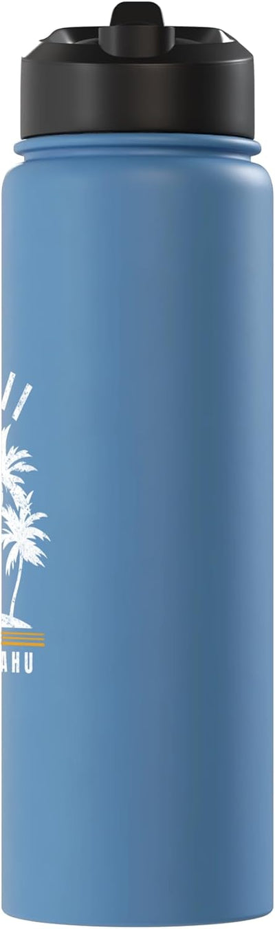 Botella agua acero inox aislada recuerdo playa Waikiki