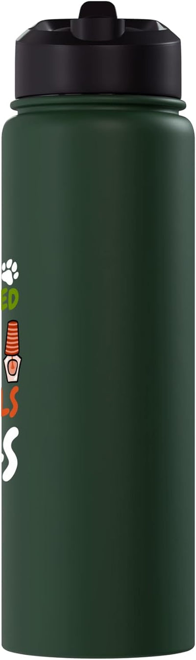 Botella de agua acero inoxidable aislada para amantes de perros y uñas