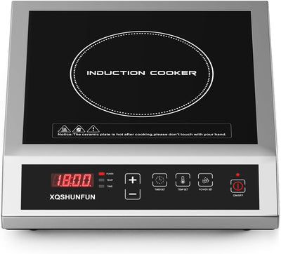 Placa inducción comercial 1800W acero inox temporizador 24h
