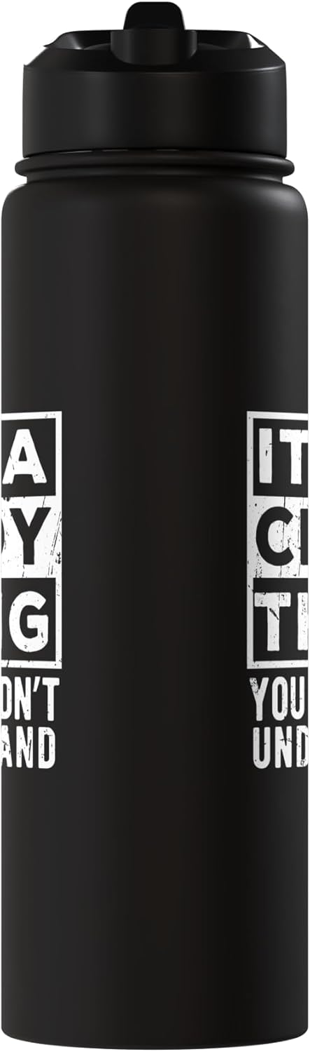 Botella agua acero inox aislada frase divertida