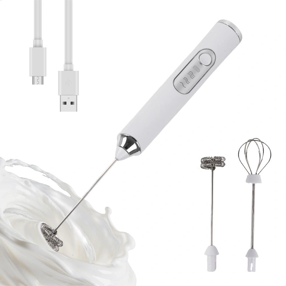 Espumador leche acero inox 3 velocidades blanco
