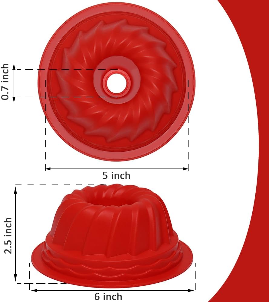 Molde de silicona estriado 6 pulgadas, 5 moldes de gelatina roja reutilizables