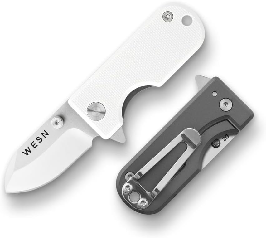 Cuchillo plegable EDC acero D2 1.5pulg mango G10 titanio