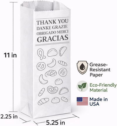 Bolsas papel resistente grasa 4lb 5.25x2.25x11pulg