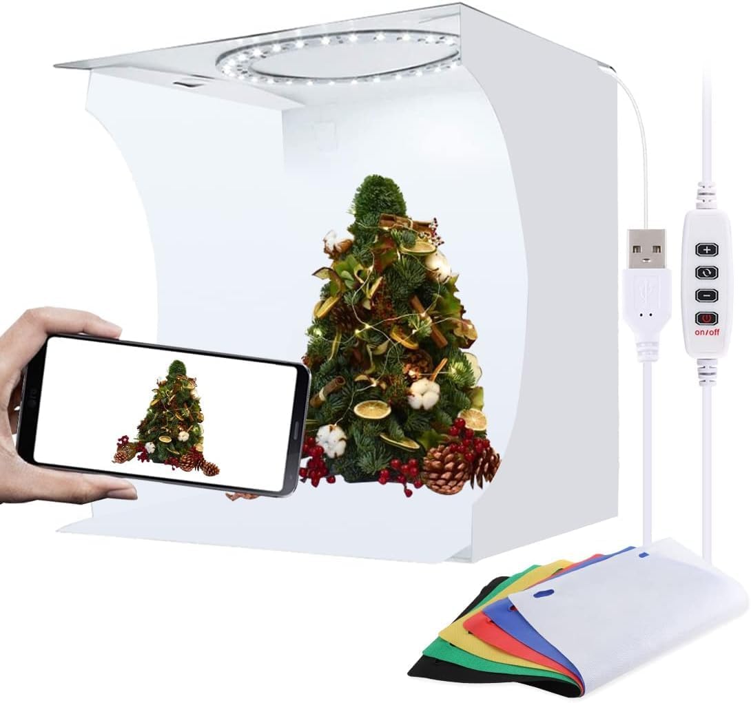 Caja luz estudio plegable con anillo y 6 fondos colores
