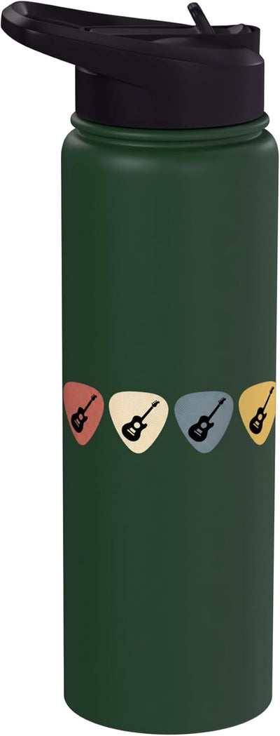 Pinzas para guitarra retro acústica para guitarristas botella de agua aislada acero inoxidable