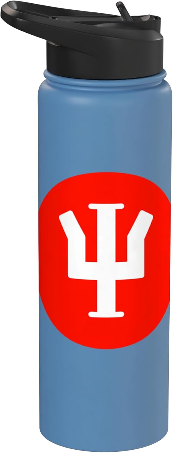 Botella de agua aislada de acero inoxidable letra psi griega