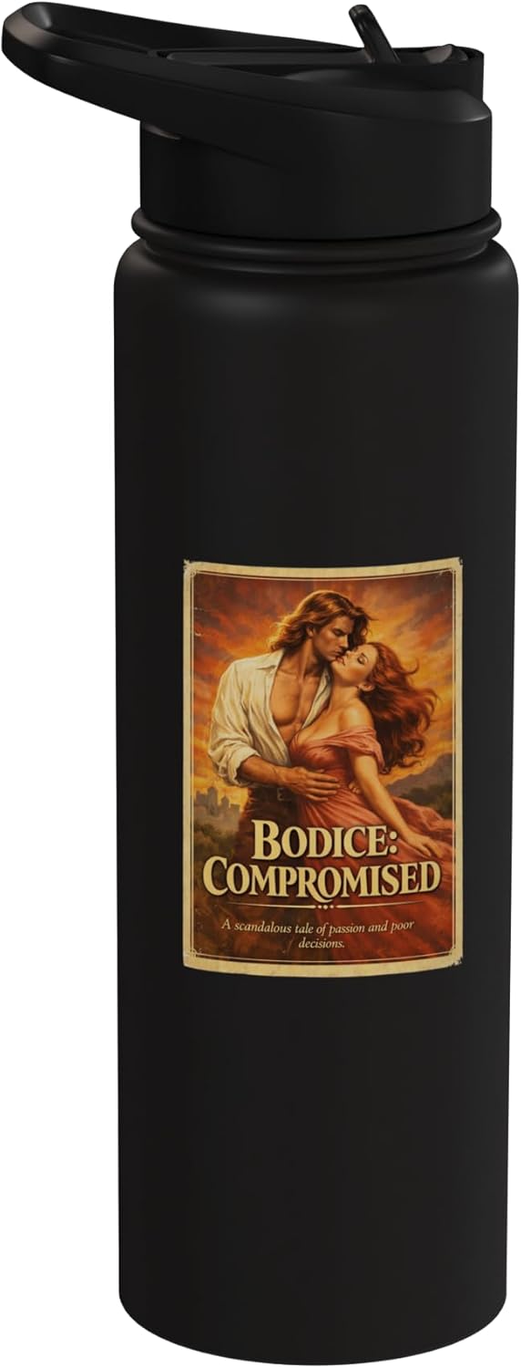 Botella de agua acero inoxidable aislada para amante de novelas románticas vintage