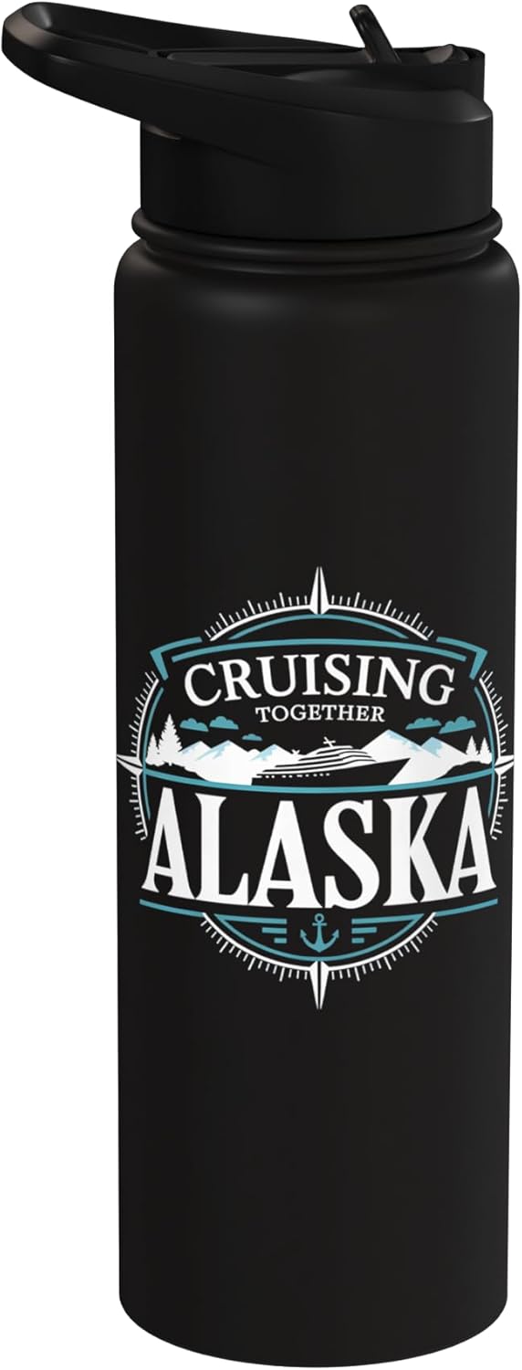 Botella agua acero inox aislada recuerdo crucero Alaska