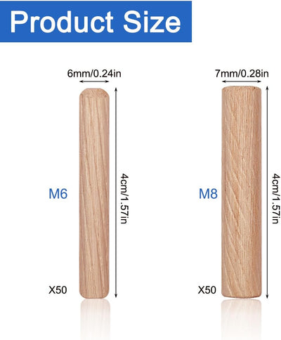 Clavijas madera surtidas M6 M8 1/4 5/16 pulg ranuradas manualidades