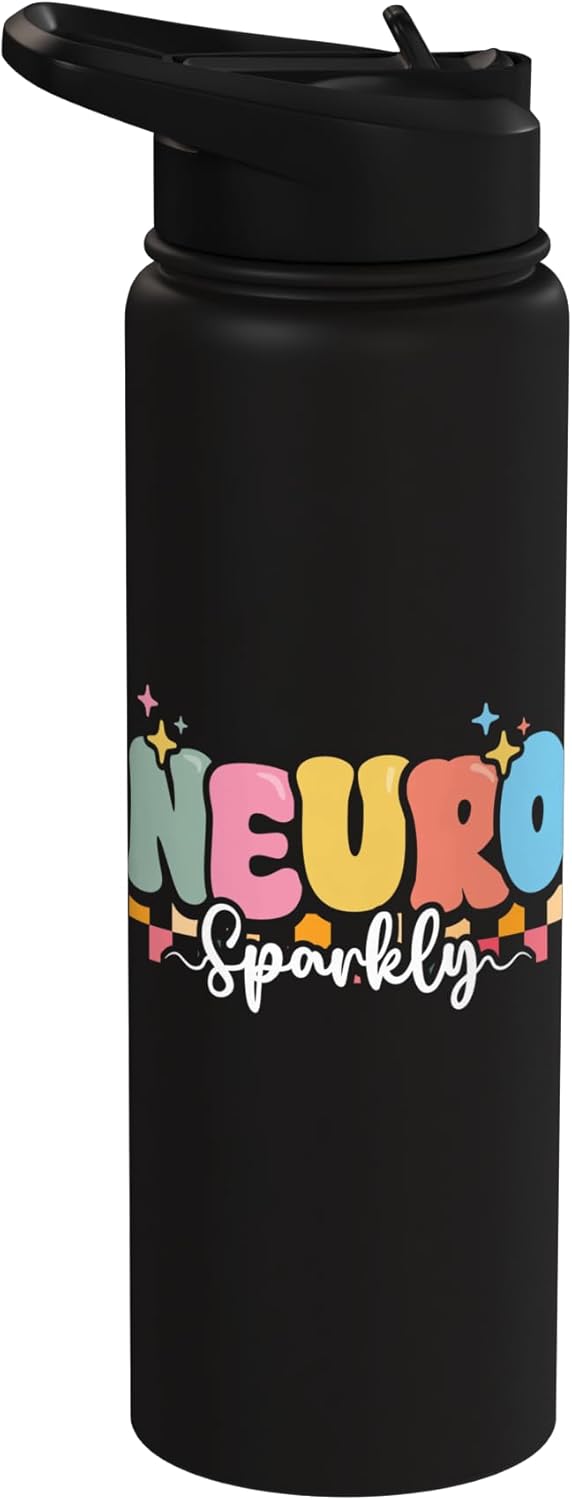 Botella de agua acero inoxidable aislada para neurodiversidad y autismo