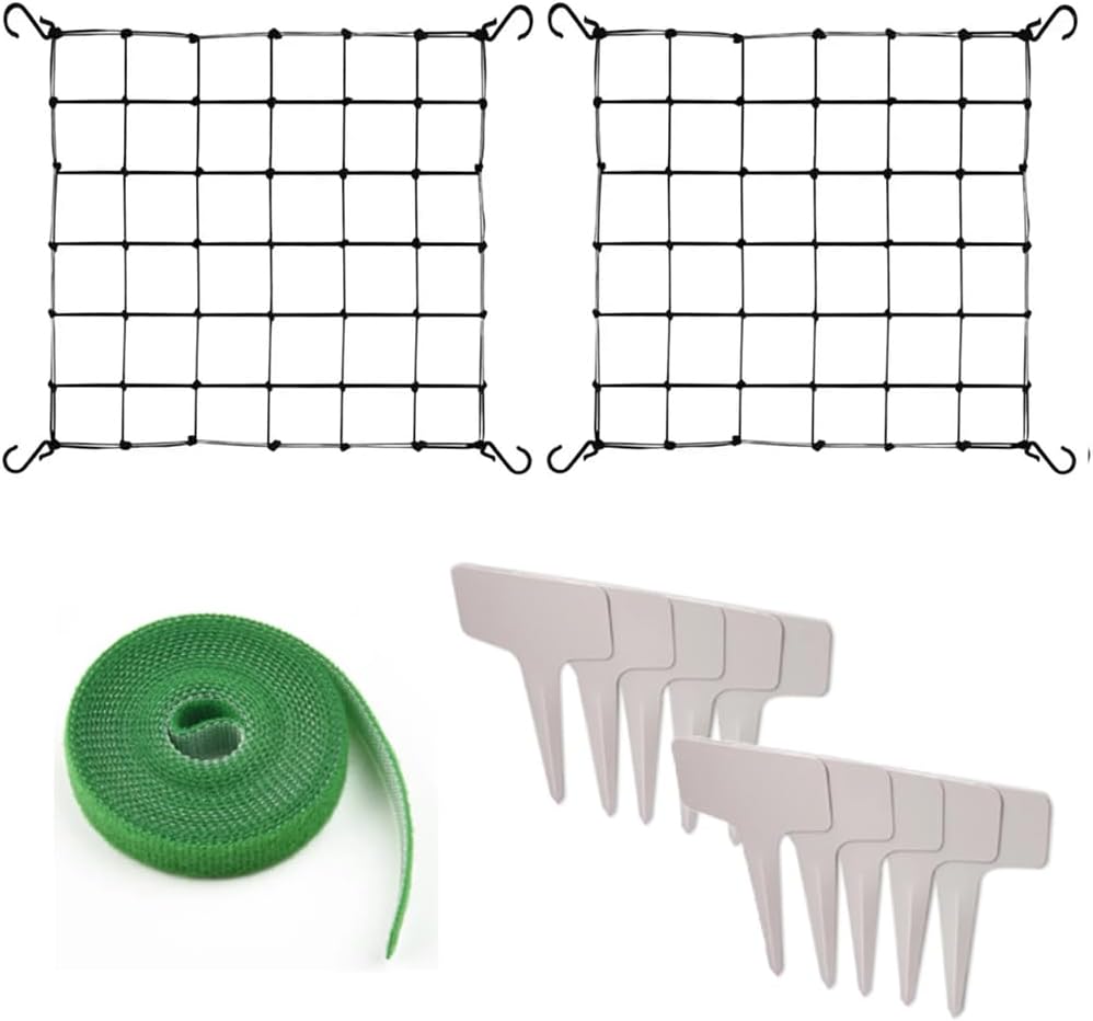 2 redes Scrog 3x3ft elásticas con ganchos y cinta bucle