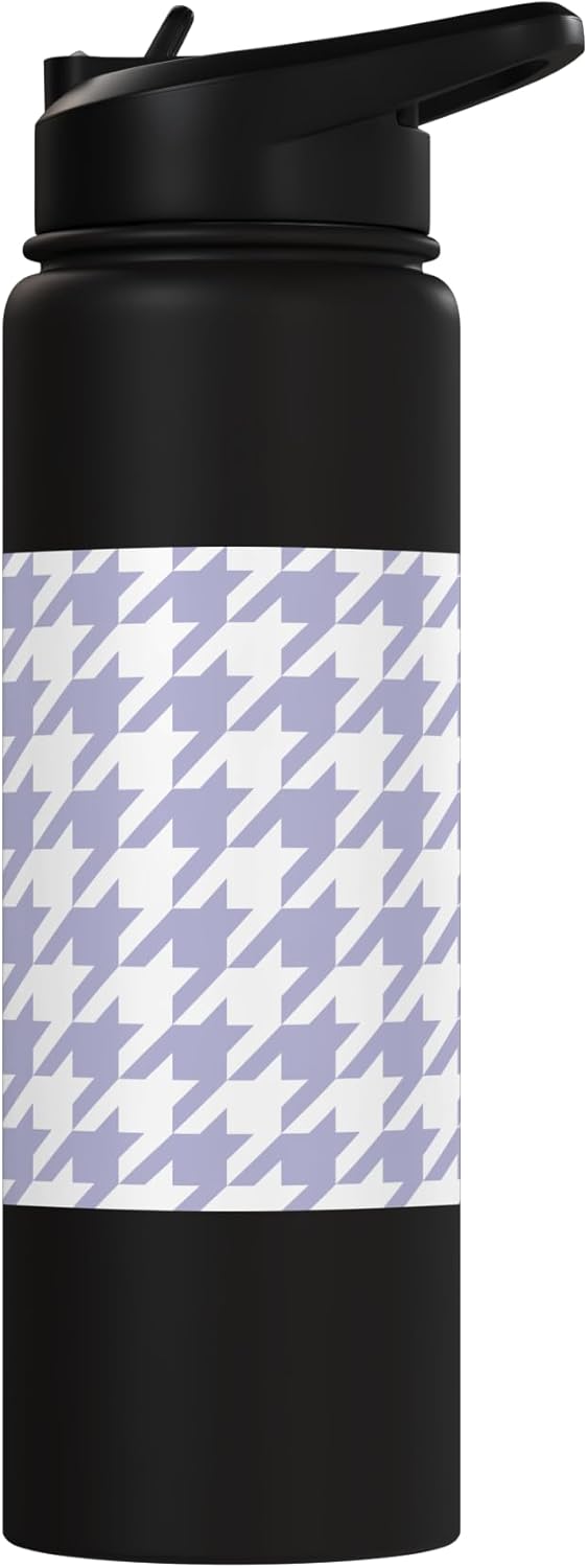 Botella de agua acero inoxidable lilac con estampado houndstooth