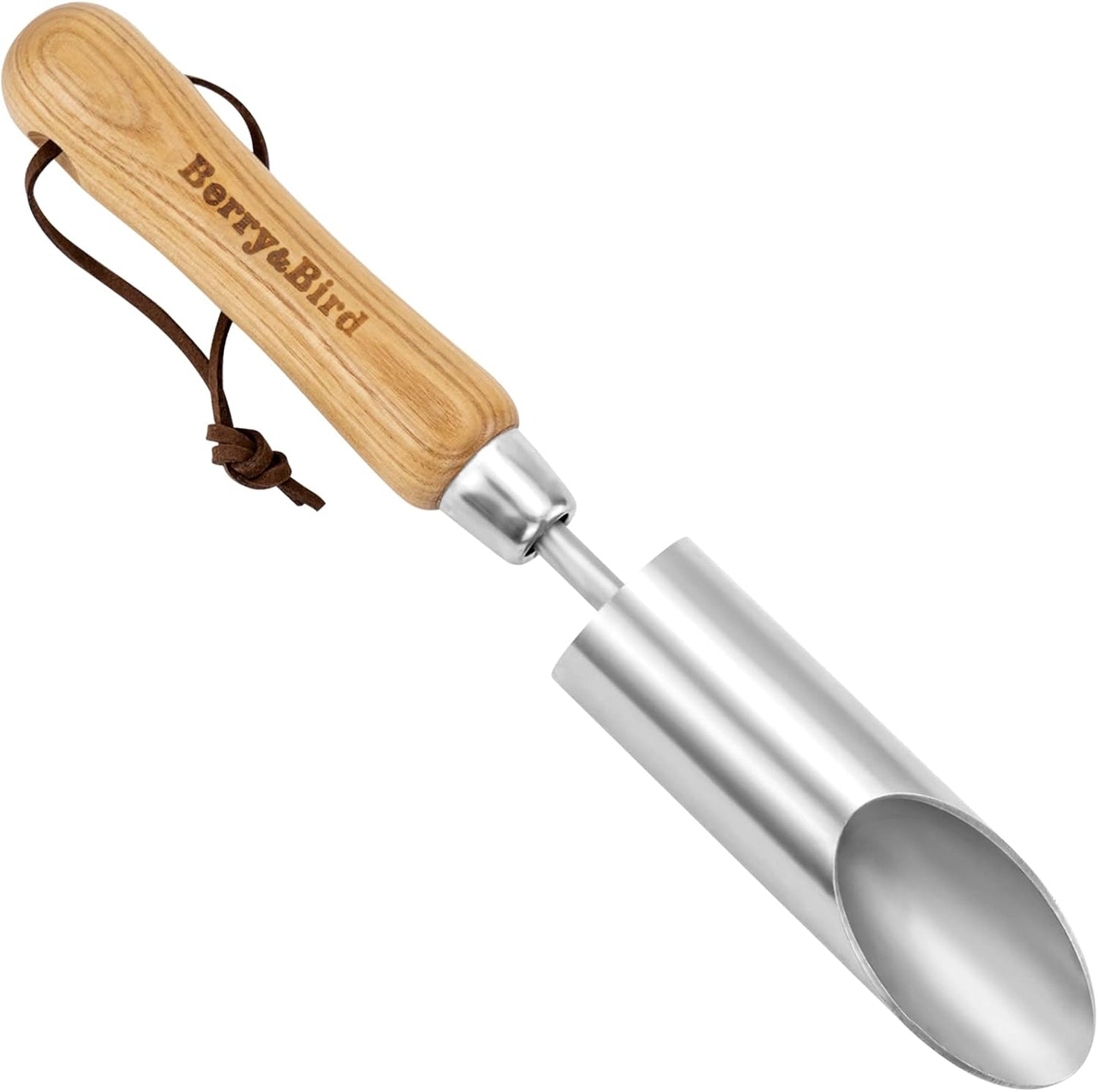 Herramienta plantadora bulbos acero inox mango madera