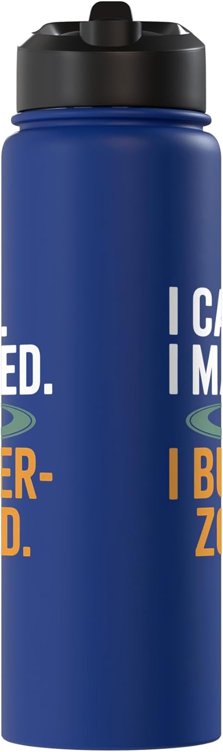 Botella de agua acero inoxidable aislada con zona de buffer