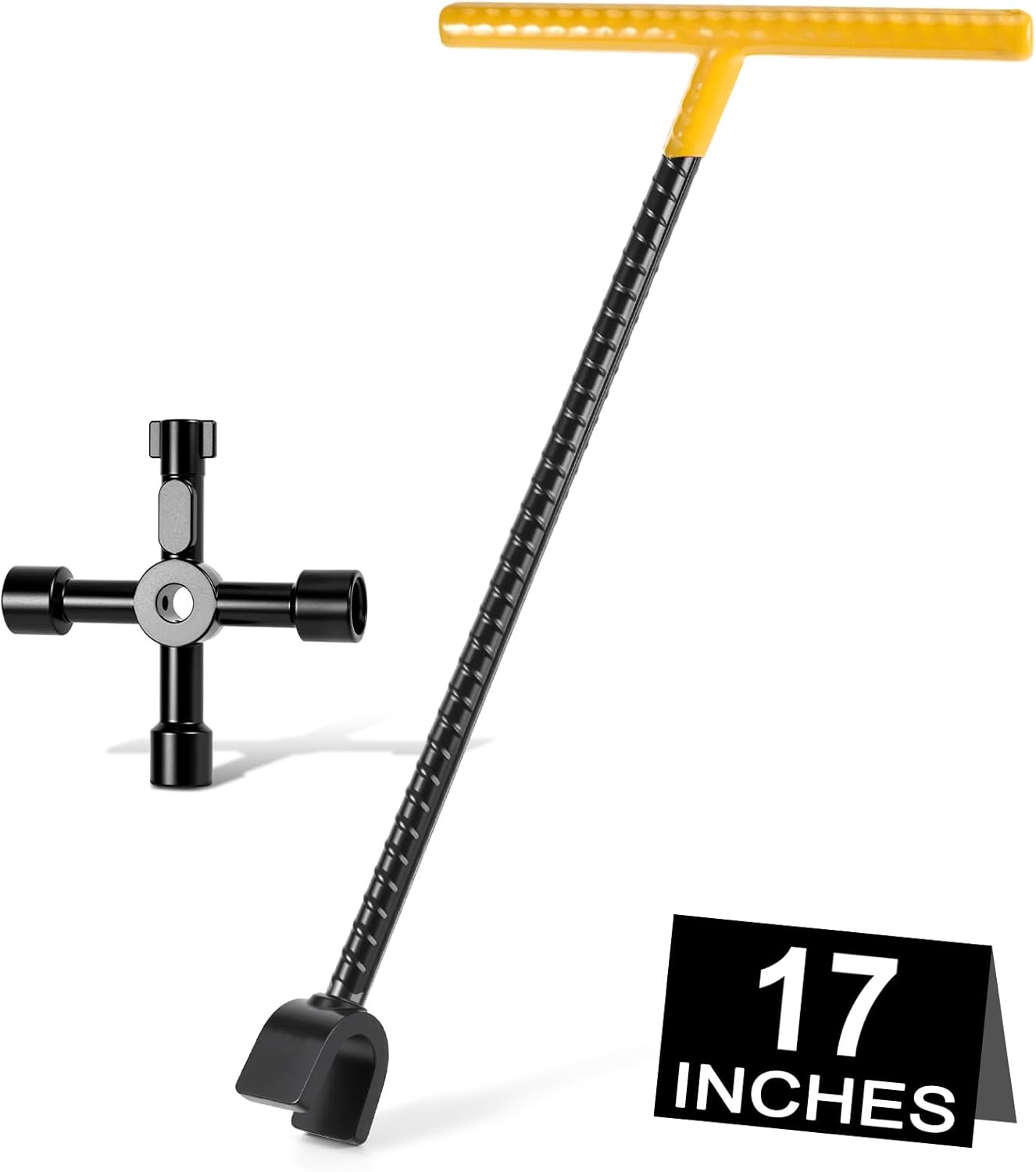 Llave medidor agua 17pulg 4 vías mango T acero refuerzo