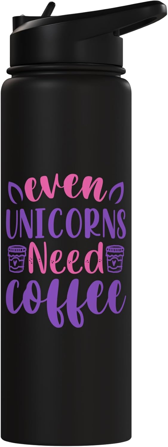 Bottella de agua aislada de acero inoxidable Even Unicorns Need Coffee