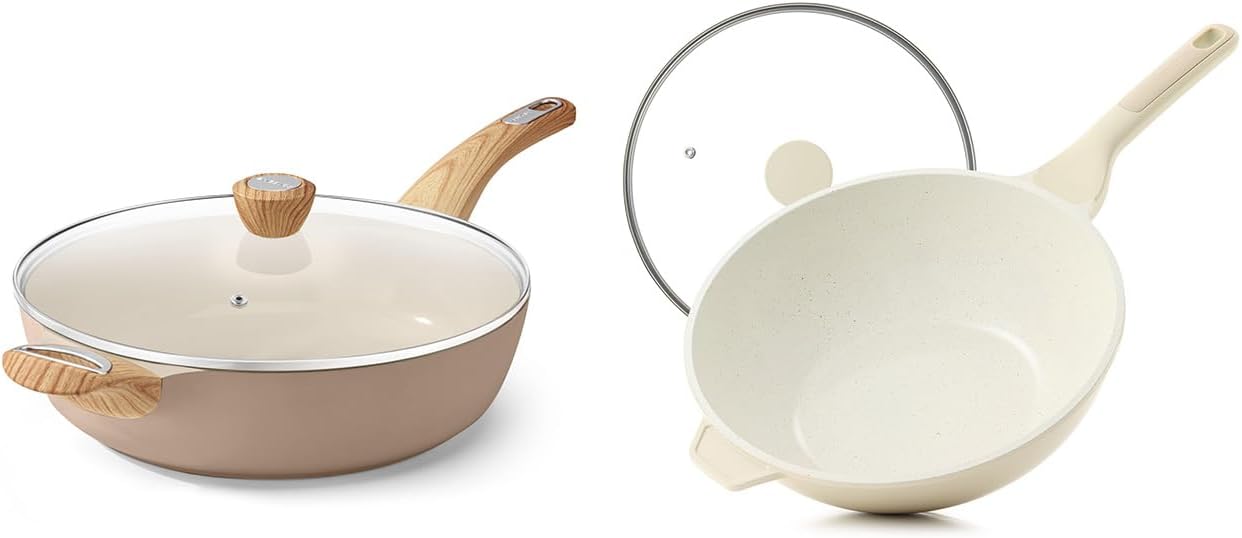 Sartén cerámica antiadherente 4.5qt con tapa para inducción