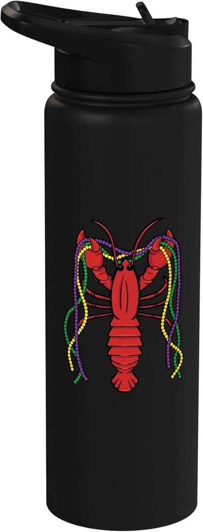 Botella de agua aislada Mardi Gras con disfraz de langosta