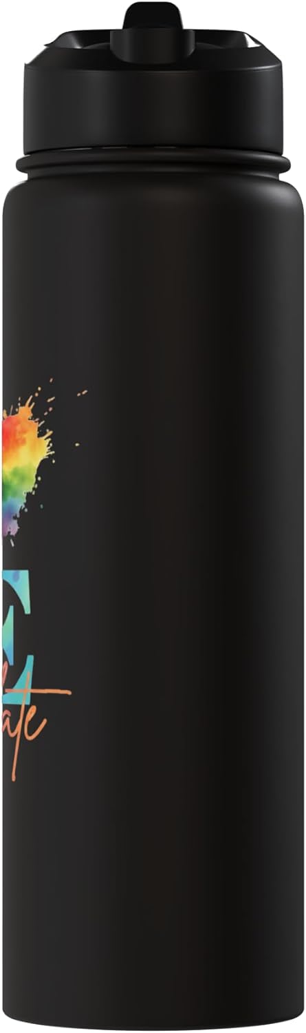 Botella de agua aislada de acero inoxidable con forma de corazón