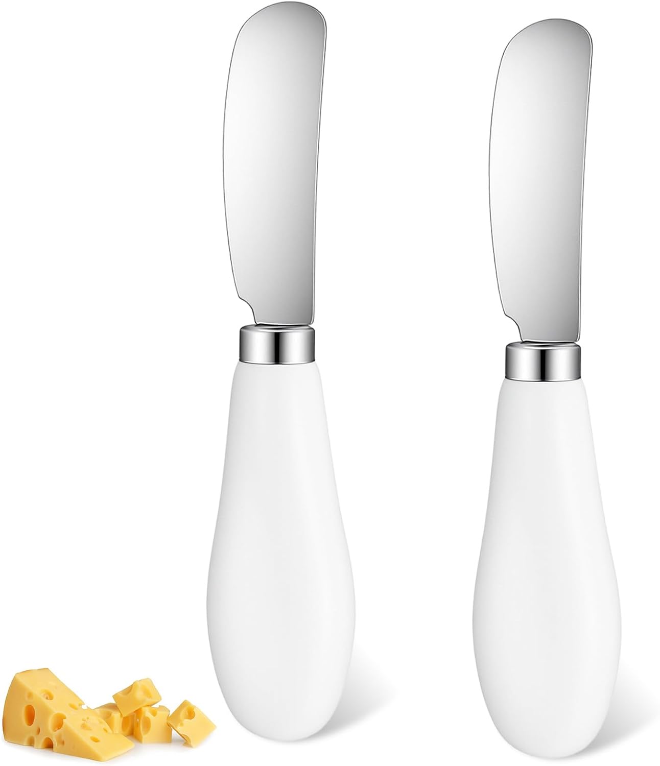 2 Pzas Cuchillos Espardor Mantequilla Acero Inox Mango Porcelana