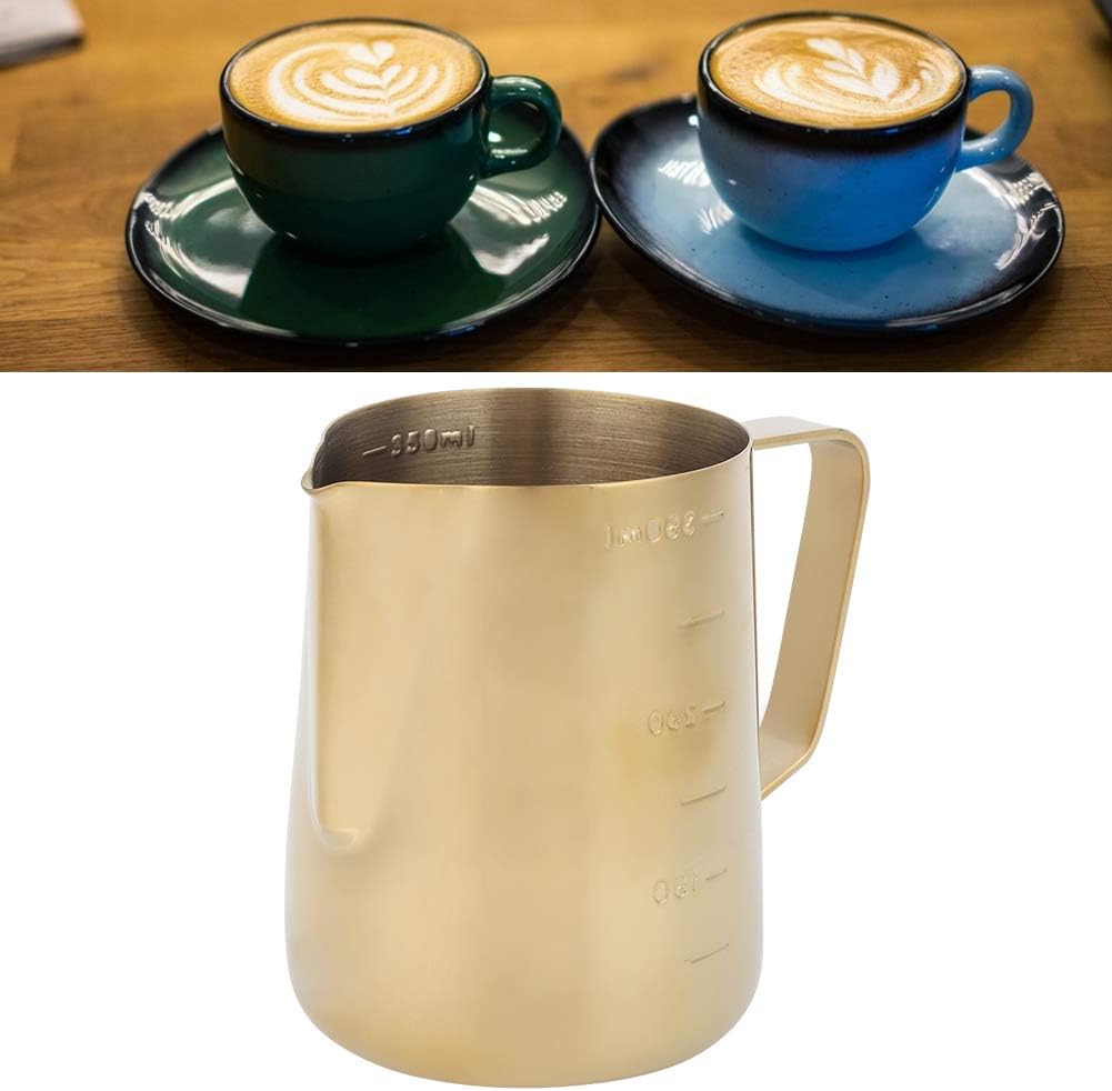 Vaso espuma leche 12oz acero inox con escala y mango