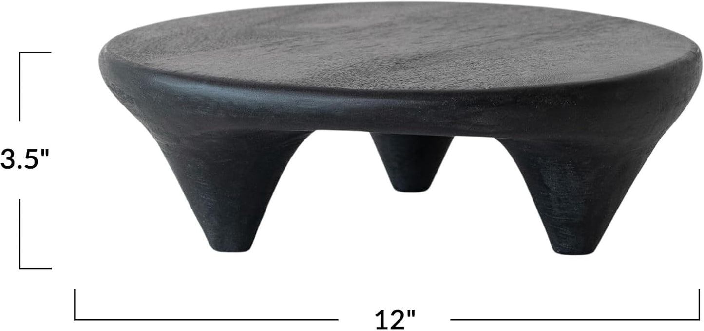 Soporte pedestal patas redondas madera mango acabado negro