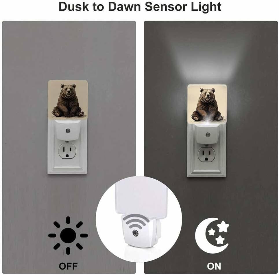 Luz Nocturna Oso Negro Sensor Luz Dormitorio Baño