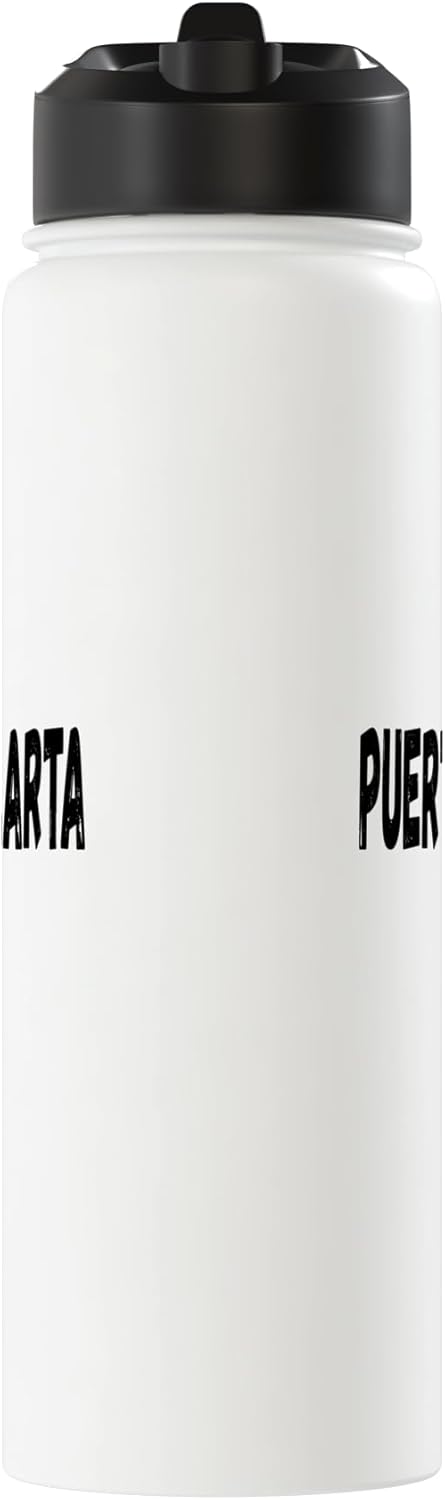 Botella de agua acero inoxidable con bandera de Puerto Vallarta