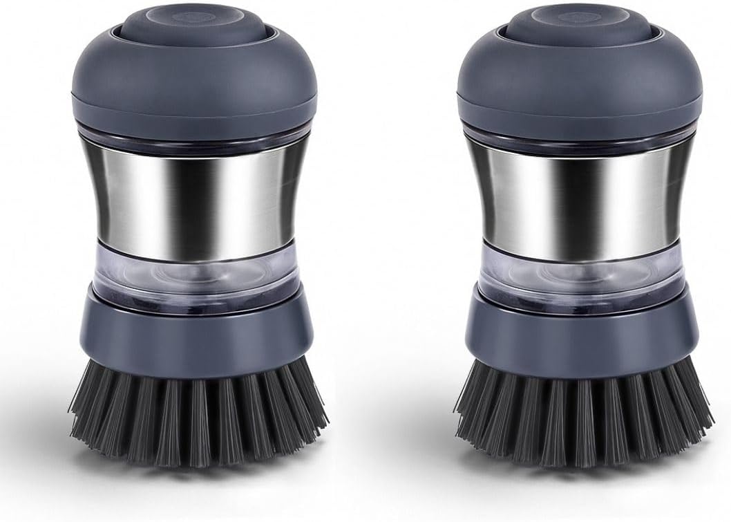Cepillo palma dispensador jabón acero set 2