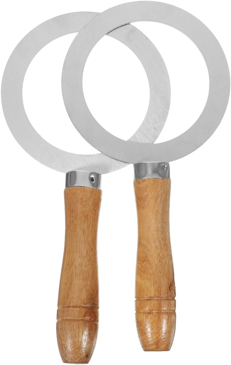 Juego de 2 anillos de acero inoxidable para hornear con mango de madera