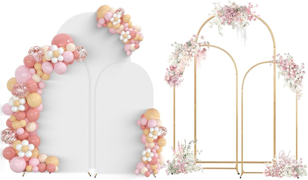 3 Soportes Arco Boda Metal Dorado Cubierta 5-7pies
