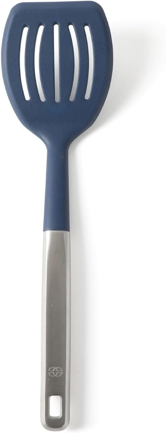 Espátula acero inox con cabeza silicona azul