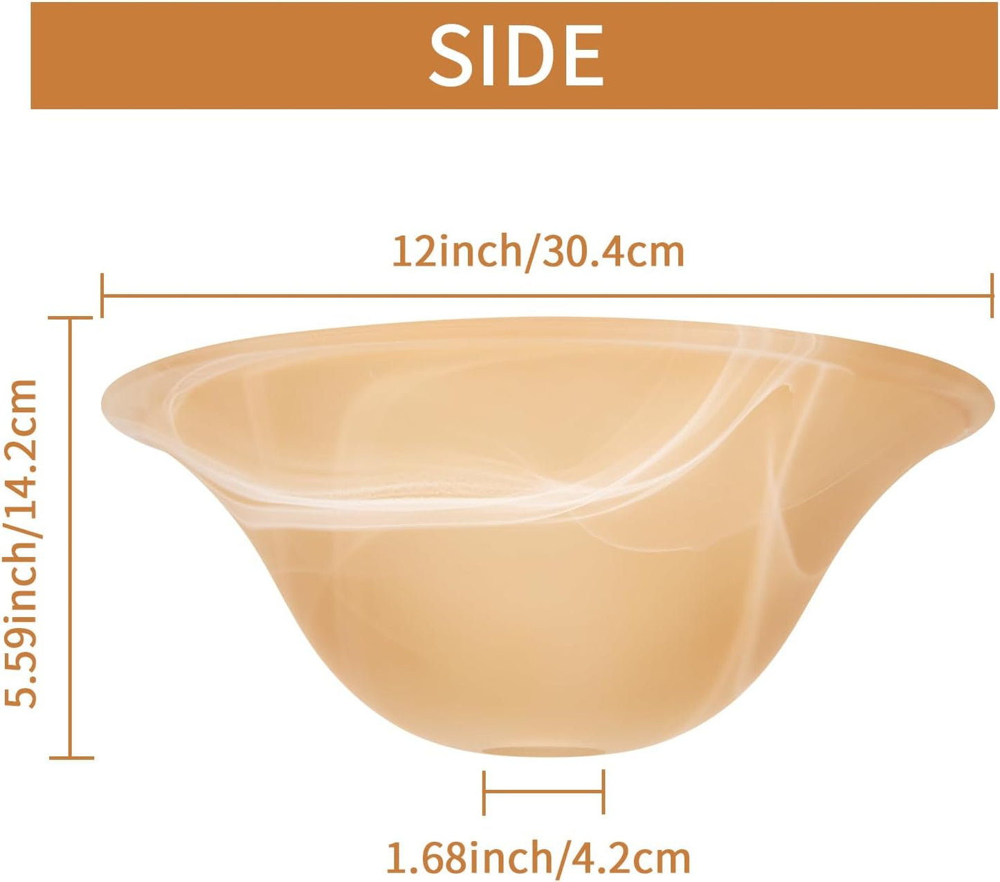 Pantalla cuenco vidrio ambar para lampara pie E26