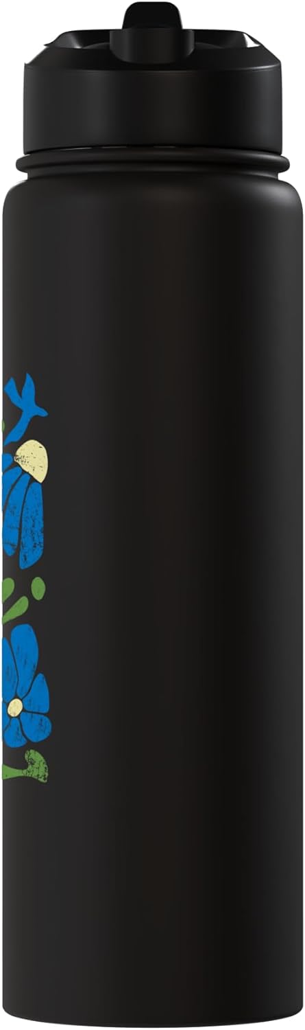 Bottella de agua aislada estética con flores artificiales