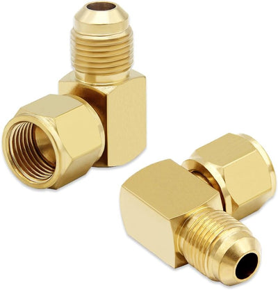 Codo 90° para calentador gas 3/8pulg conector latón 3/8pulg set 2