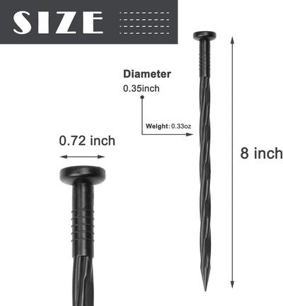 Púas anclaje plástico 25pzas 8pulg nailon espiral para jardín
